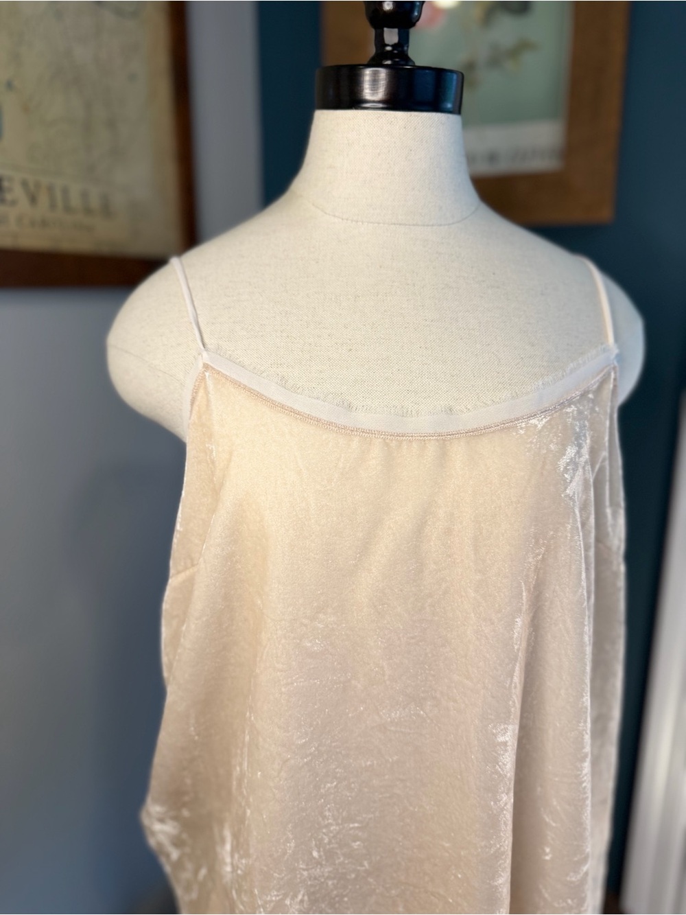 H&M Velvet Slip Cami - Light Cream
